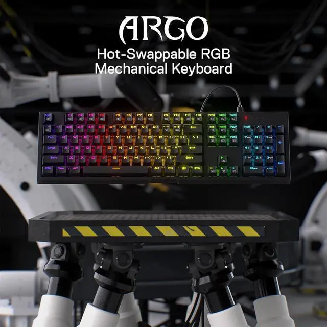 Alt view image 4 of 7 - Redragon K670 RGB Backlit Gaming Keyboard, 104 Keys Hot-Swap Mechanical Keyboard, Upgraded Socket, Quiet Linear Red Switch