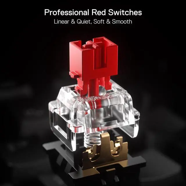 Alt view image 3 of 7 - Redragon K670 RGB Backlit Gaming Keyboard, 104 Keys Hot-Swap Mechanical Keyboard, Upgraded Socket, Quiet Linear Red Switch