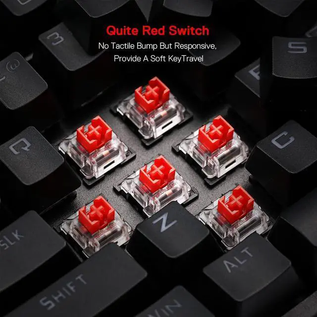 Alt view image 5 of 7 - Redragon K596 Wired RGB Mechanical Gaming Keyboard, 87 Keys TKL Compact Keyboard w/10 Onboard Macro Keys & Wrist Rest, Red Switches