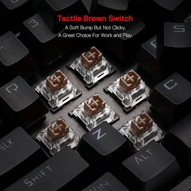 Alt view image 4 of 7 - Redragon K596 Wired RGB Mechanical Gaming Keyboard, 87 Keys TKL Compact Keyboard w/10 Onboard Macro Keys & Wrist Rest, Brown Switches