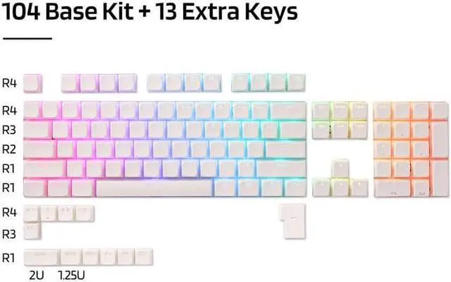 Alt view image 4 of 7 - LTC LavaCaps PBT Double Shot 116-Key Pudding Keycaps Set, Translucent XDA Profile for ISO & ANSI Layout 61/68/84/87/104 Keys Mechanical Keyboard, with Keycap Puller - (Only Keycaps), White