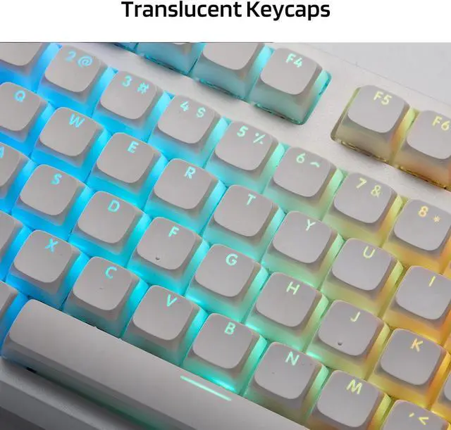 Alt view image 6 of 7 - LTC LavaCaps PBT Double Shot 116-Key Pudding Keycaps Set, Translucent XDA Profile for ISO & ANSI Layout 61/68/84/87/104 Keys Mechanical Keyboard, with Keycap Puller - (Only Keycaps), White