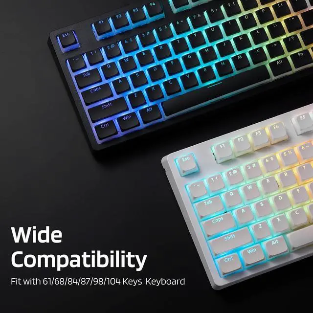 Alt view image 3 of 7 - LTC LavaCaps PBT Double Shot 116-Key Pudding Keycaps Set, Translucent XDA Profile for ISO & ANSI Layout 61/68/84/87/104 Keys Mechanical Keyboard, with Keycap Puller - (Only Keycaps), White