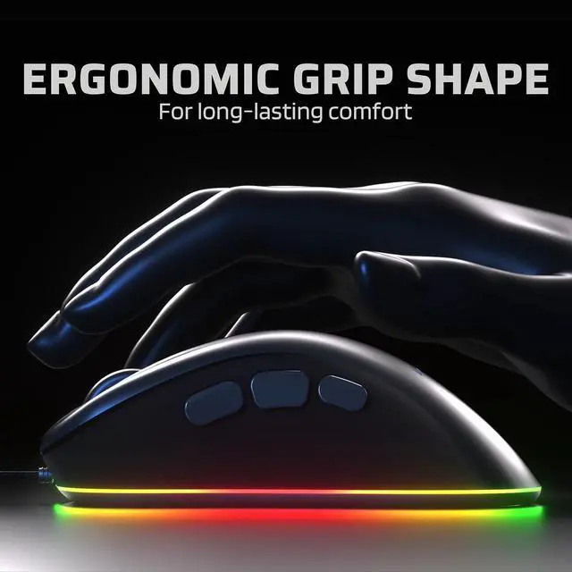 Alt view image 5 of 7 - LTC GM-031 Wired Gaming Mouse, 7200 DPI Adjustable, 6 Programmable Macro Buttons, 4 RGB Backlit Mode, Ergonomic Shape, Software Support for Customization, Black