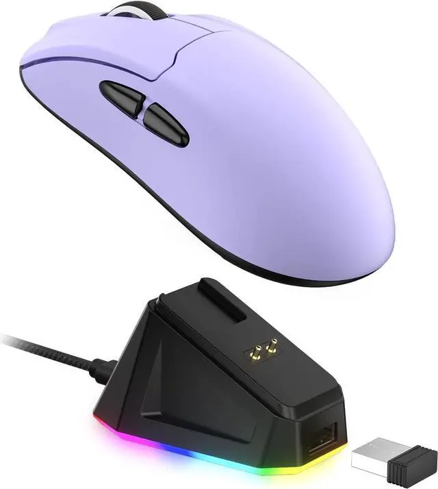 Main image of LTC GM022 Ultralight 3-Mode Wireless Gaming Mouse with RGB Charging Dock, PAW3395 26K DPI Sensor, 55G Lightweight Ergonomic Bluetooth Gaming Mouse, 5 Programmable Buttons, 80 Million Click Switch