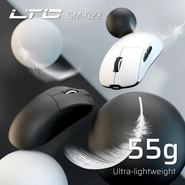 Alt view image 3 of 7 - LTC GM022 Ultralight 3-Mode Wireless Gaming Mouse with RGB Charging Dock, PAW3395 26K DPI Sensor, 55G Lightweight Ergonomic Bluetooth Gaming Mouse, 5 Programmable Buttons, 80 Million Click Switch
