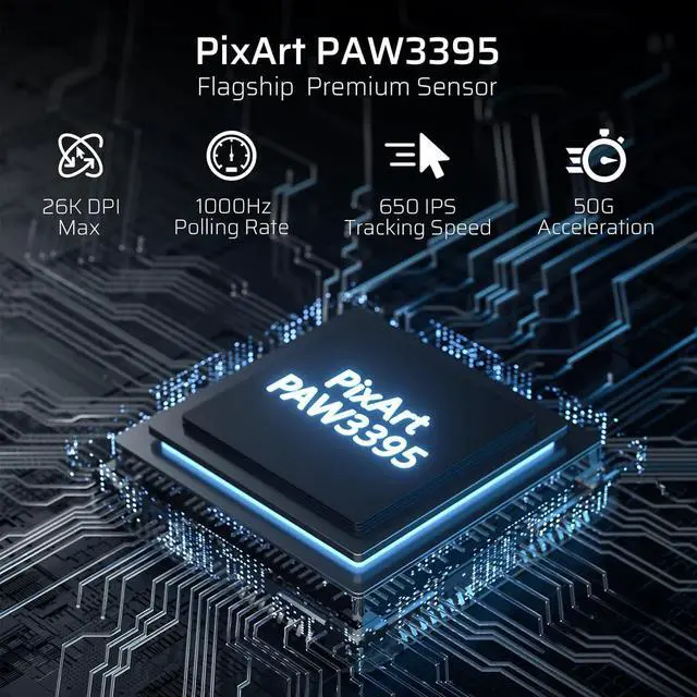 Alt view image 7 of 7 - LTC GM022 Ultralight 3-Mode Wireless Gaming Mouse with RGB Charging Dock, PAW3395 26K DPI Sensor, 55G Lightweight Ergonomic Bluetooth Gaming Mouse, 5 Programmable Buttons, 80 Million Click Switch