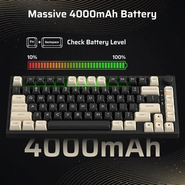 Alt view image 5 of 7 - LTC Nimbleback NB831 Wireless 75% 3-Mode BT5.0/2.4Ghz/USB-C Wired Hot Swappable Mechanical Keyboard, 81-Keys RGB Compact Gaming Keyboard with Knob, Sound Absorbing Pads, PBT Keycaps, Pro Driver,Cookie