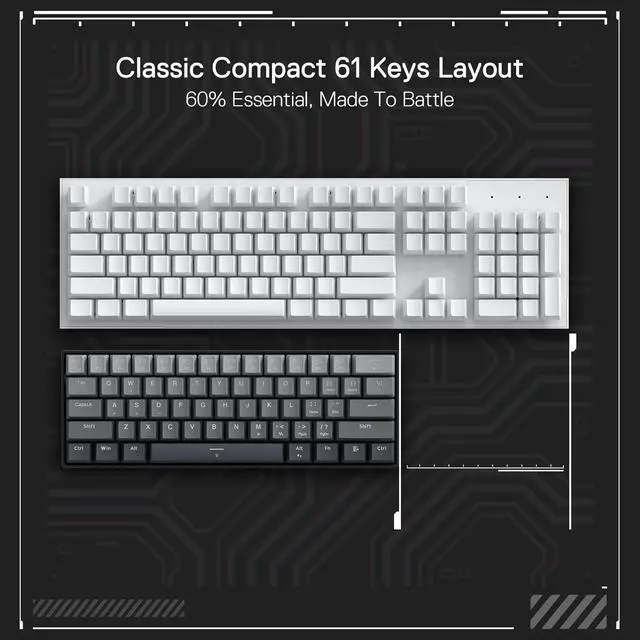 Alt view image 3 of 7 - Redragon K617 Rapid Trigger Gaming Keyboard, 60% 61 Keys Wired Mechanical Keyboard w/Hyper-Fast Actuation, Dedicated Magnetic Switch, Actuation Point Adjustable, 8K Hz Polling Rate, Misty Grey