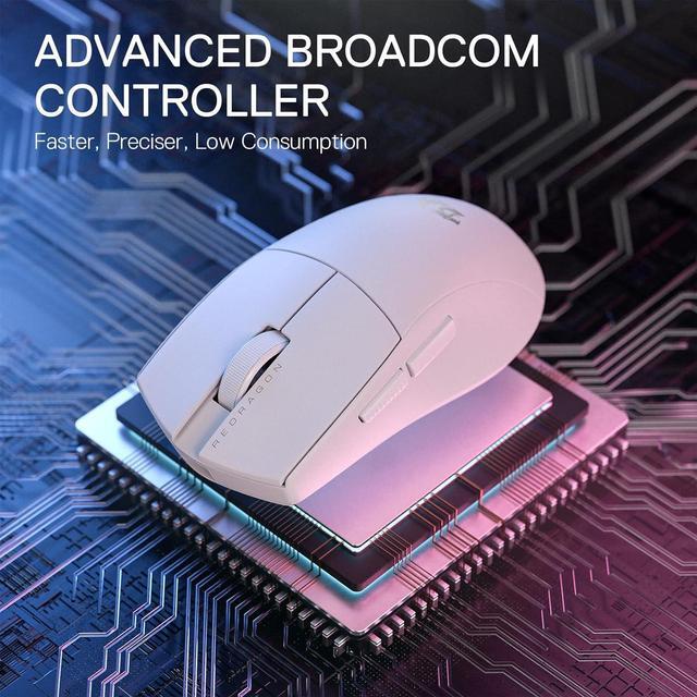 Alt view image 3 of 7 - Redragon M916 PRO 3-Mode Wireless Gaming Mouse, 49G Ultra-Light 26K DPI Gamer Mouse w/Ergonomic Natural Grip Build, Full Programmable Buttons, Software Supports DIY Keybinds & DPI,White