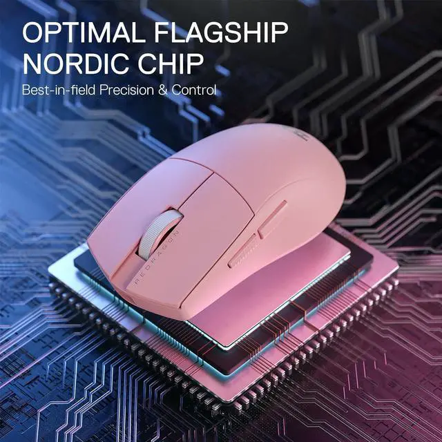 Alt view image 5 of 7 - Redragon M916 PRO 3-Mode Wireless Gaming Mouse, Hype-Speed 4K Polling Rate, 49G Ultra-Light 26K DPI Gamer Mouse w/Ergonomic Natural Grip Build, Redefinable Macro Buttons, Software Supported,Pink
