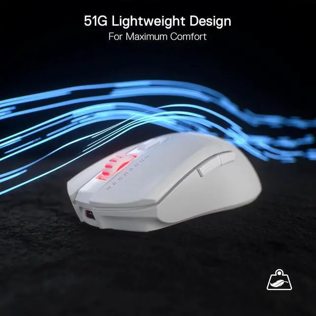 Alt view image 5 of 7 - Redragon M995 Wired Gaming Mouse, 26000 DPI Optical Gamer Mouse with 6 Programmable Buttons & 5 Backlit Modes, Software Supports DIY Keybinds,White