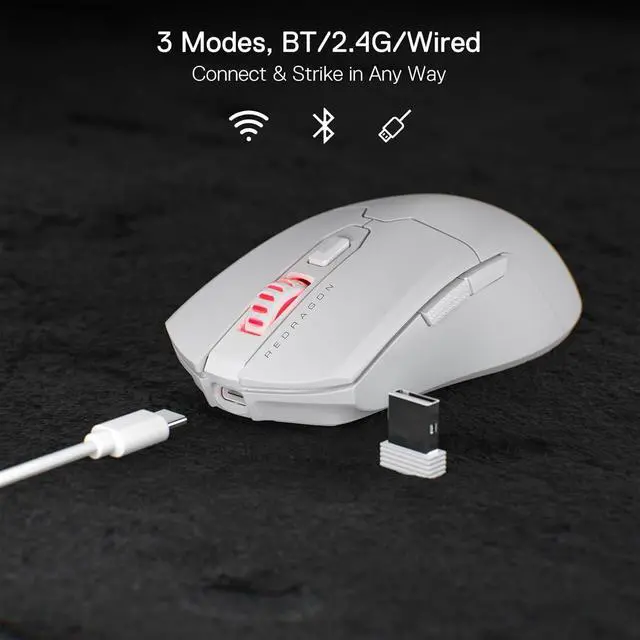 Alt view image 6 of 7 - Redragon M995 Wired Gaming Mouse, 26000 DPI Optical Gamer Mouse with 6 Programmable Buttons & 5 Backlit Modes, Software Supports DIY Keybinds,White