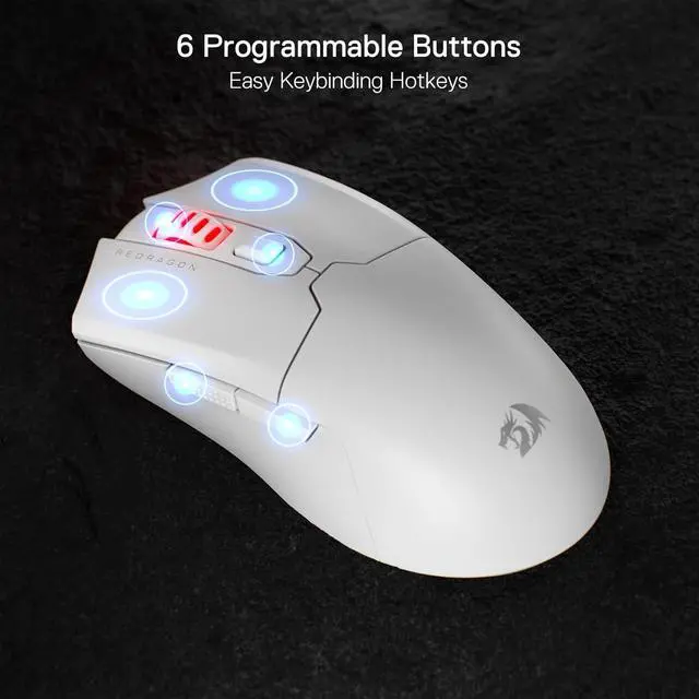 Alt view image 4 of 7 - Redragon M995 Wired Gaming Mouse, 26000 DPI Optical Gamer Mouse with 6 Programmable Buttons & 5 Backlit Modes, Software Supports DIY Keybinds,White
