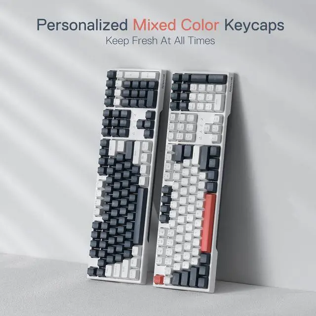 Alt view image 7 of 7 - Redragon K668 RGB Gaming Keyboard, 108 Keys Wired Mechanical Keyboard w/Extra 4 Hotkeys, Sound Absorbing Foams, Upgraded Hot-swappable Socket, Mixed Color Keycaps x 2 Sets, Red Switch