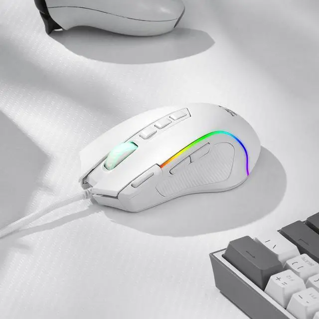 Alt view image 4 of 7 - Redragon M612 Predator RGB Gaming Mouse, 8000 DPI Wired Optical Gamer Mouse with 11 Programmable Buttons & 5 Backlit Modes, Software Supports DIY Keybinds Rapid Fire Button, White