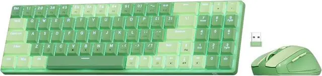 Main image of Redragon BS8772 Wireless Keyboard and Mouse Combo, 75% 78 Keys 2.4Ghz Wireless Low-Profile Mechanical Keyboard w/Rechargeable Battery, Single Blue Blacklight, 2400 DPI Ergonomic Mouse,Herb Green