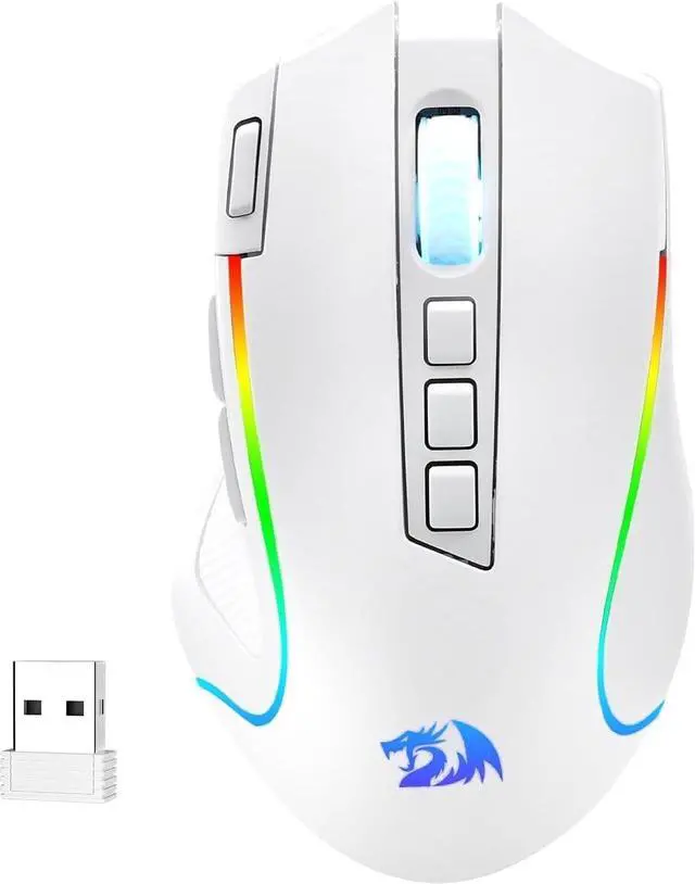 Main image of Redragon M612 PRO RGB Gaming Mouse, 8000 DPI Wired/Wireless Optical Gamer Mouse with 9 Programmable Buttons & 6 Backlit Modes, BT & 2.4G Wireless, Software Supports, White