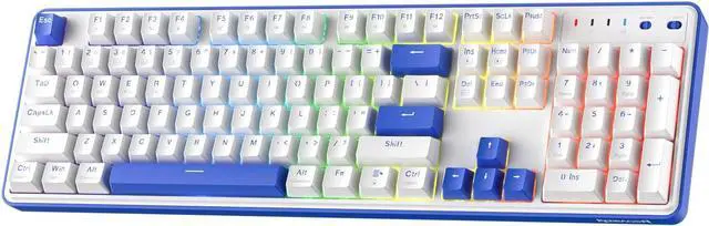 Main image of Redragon K685 PRO 104 Keys Wireless Gasket RGB Gaming Keyboard, 3-Modes 100% Layout Mechanical Keyboard w/Hot-Swap Socket, Sound Absorbing Pads & Linear Red Switch, Klein Blue & Oia White