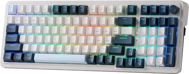 Main image of Redragon K686 PRO 98 Keys Wireless Gasket RGB Gaming Keyboard, 3-Mode Win/Mac Mechanical Keyboard w/5-Layer Noise Dampening, Dedicated Knob Control & Hot-Swap in Linear Red Switch, Blue Himmel Color