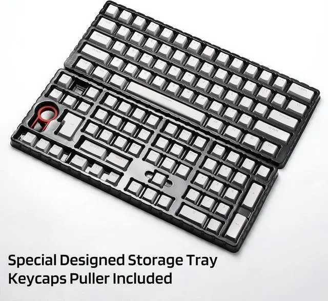Alt view image 6 of 7 - LTC LavaCaps PBT Double Shot 117-Key Pudding Keycaps, Translucent OEM Profile for ISO & ANSI Layout 61/68/84/87/98/104 Keys Mechanical Keyboard, with Keycap Puller - (Only Keycaps), White