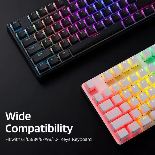 Alt view image 3 of 7 - LTC LavaCaps PBT Double Shot 117-Key Pudding Keycaps, Translucent OEM Profile for ISO & ANSI Layout 61/68/84/87/98/104 Keys Mechanical Keyboard, with Keycap Puller - (Only Keycaps), White
