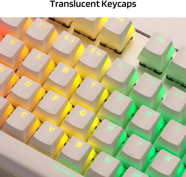 Alt view image 2 of 7 - LTC LavaCaps PBT Double Shot 117-Key Pudding Keycaps, Translucent OEM Profile for ISO & ANSI Layout 61/68/84/87/98/104 Keys Mechanical Keyboard, with Keycap Puller - (Only Keycaps), White
