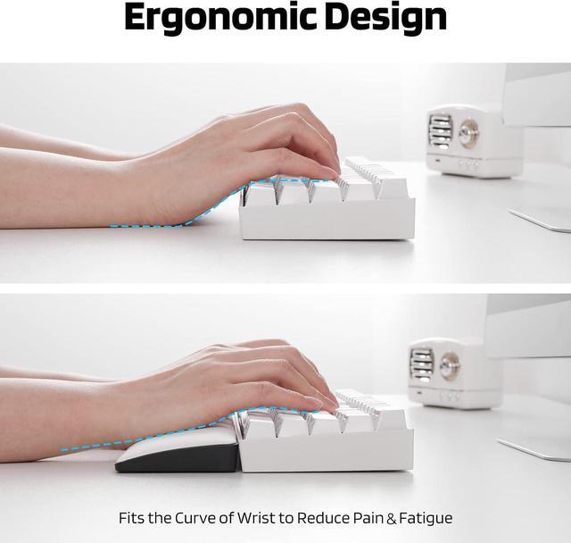 Alt view image 3 of 7 - LTC Keyboard Wrist Rest, Cushion Support Pads for 61-Key Keyboard, for Office, Gaming, Computer PC Laptop Mac Typing, with PU Leather & Anti-Slip Rubber Base, Angle Inclined (60% Compact, White)