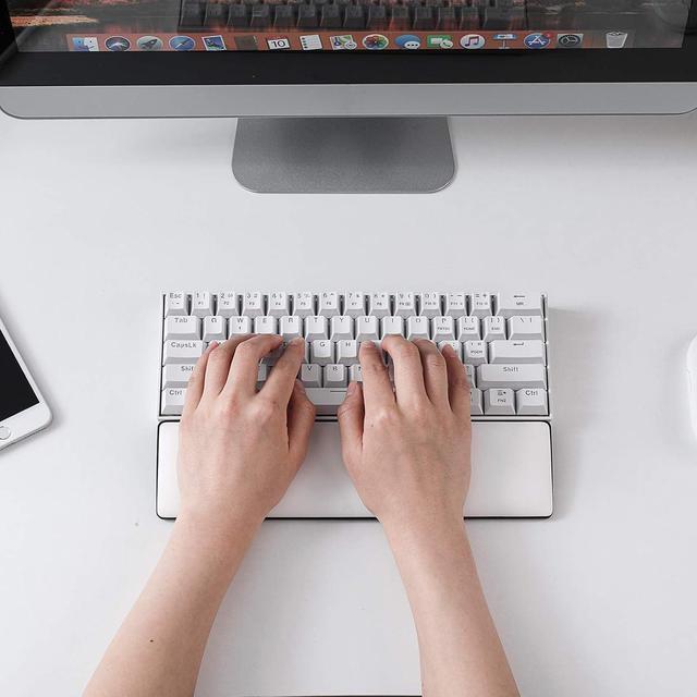 Alt view image 7 of 7 - LTC Keyboard Wrist Rest, Cushion Support Pads for 61-Key Keyboard, for Office, Gaming, Computer PC Laptop Mac Typing, with PU Leather & Anti-Slip Rubber Base, Angle Inclined (60% Compact, White)