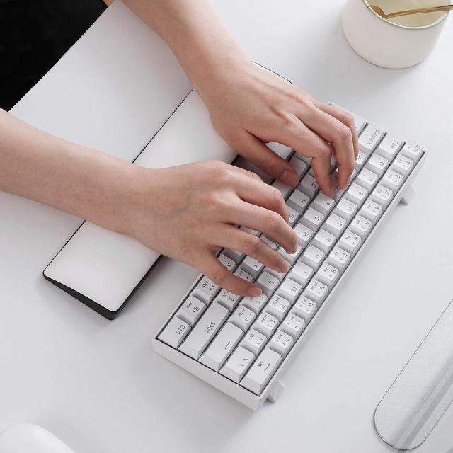 Alt view image 4 of 7 - LTC Keyboard Wrist Rest, Cushion Support Pads for 61-Key Keyboard, for Office, Gaming, Computer PC Laptop Mac Typing, with PU Leather & Anti-Slip Rubber Base, Angle Inclined (60% Compact, White)