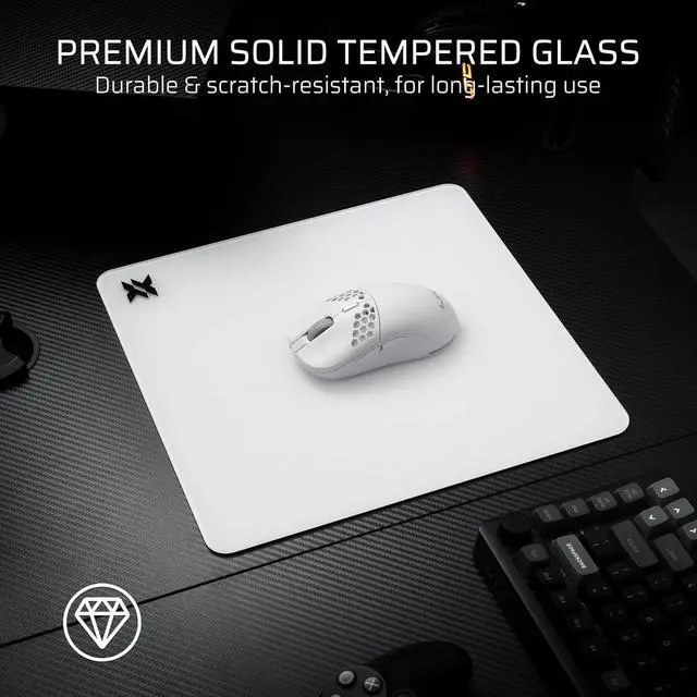 Alt view image 2 of 7 - LTC Glass Gaming Mouse Pad, Ultra-Smooth Micro-Etched Surface Mousepad, Improved Precision & Speed, Tempered Glass, Impact & Scratch Resistant, Anti-Slip High-Density Silicone Rubber Base, 11.8X11.8in