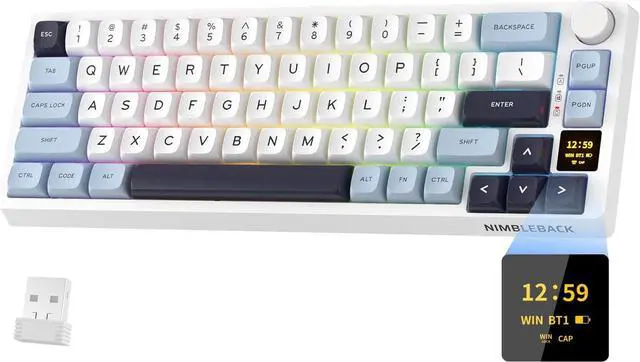 Main image of LTC Nimbleback NB682 PRO 65% Wireless Mechanical Keyboard w/Display Screen & Knob, 2.4G/ BT/USB-C Wired RGB 68 Keys Gaming Keyboard, 5-Layer Dampener, Hot Swap PCB, Software Support, Linear Switch
