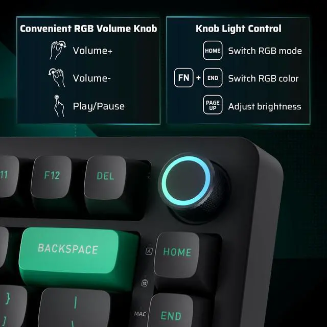 Alt view image 4 of 7 - LTC Nimbleback NB832 Wireless 75% Gasket Mechanical Keyboard, Tri-Mode BT5.0/2.4G/USB-C Wired, Hot Swappable 82-Keys RGB Gaming Keyboard w/Software & 5 Layer Padding, Custom Linear Switch