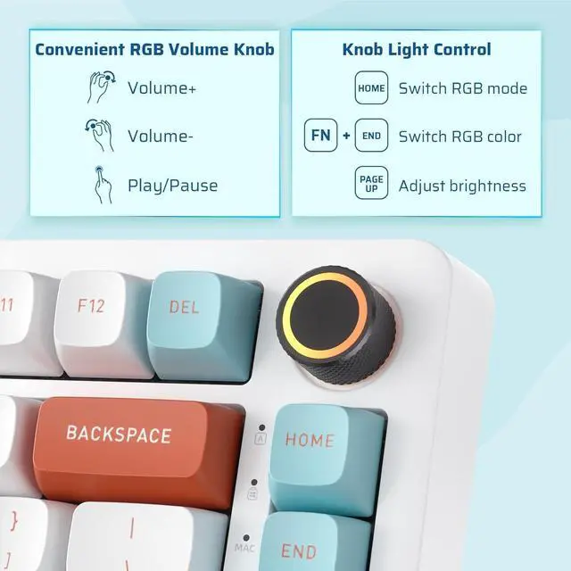 Alt view image 5 of 7 - LTC Nimbleback NB832 Wireless 75% Gasket Mechanical Keyboard, Tri-Mode BT5.0/2.4G/USB-C Wired, Hot Swappable 82-Keys RGB Gaming Keyboard w/Software & 5 Layer Padding, Custom Linear Switch