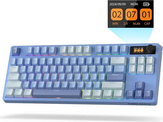 Main image of LTC Nimbleback NB841 PRO 75% Wireless Mechanical Keyboard w/Display Screen & Knob, 2.4G/ BT/USB-C Wired RGB 84 Keys Gaming Keyboard, 3-Layer Dampener, Hot Swap PCB, Software Support, Linear Switch