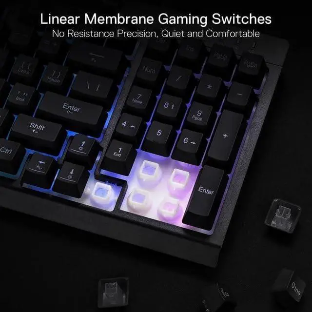 Alt view image 5 of 7 - Redragon K515 Shiva Wired RGB Membrane Gaming Keyboard, 98 Keys Mechanical-Feel Keyboard w/Smooth Linear Switch, On-Board Macro & Dedicated Multimedia Keys, Detachable Wrist Rest, Software Supported