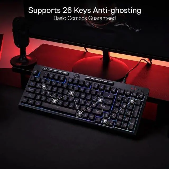 Alt view image 3 of 7 - Redragon K515 Shiva Wired RGB Membrane Gaming Keyboard, 98 Keys Mechanical-Feel Keyboard w/Smooth Linear Switch, On-Board Macro & Dedicated Multimedia Keys, Detachable Wrist Rest, Software Supported