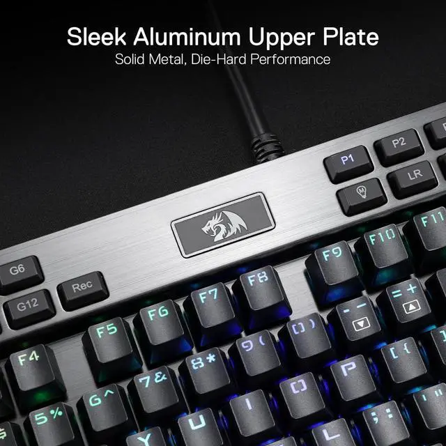 Alt view image 5 of 7 - Redragon K550 RGB Gaming Keyboard, 104 Keys + 12 Macro G Keys Wired Mechanical Keyboard w/Aluminum Top Plate, Custom Clicky Purple Switch, Extra USB Port & Wrist Rest