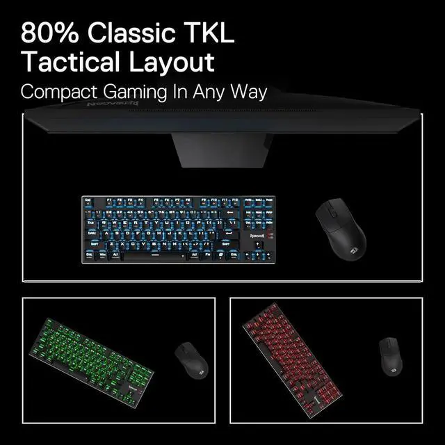 Alt view image 6 of 7 - Redragon K660RGB-PRO (K556 TKL) Wireless Gaming Keyboard, 80% 87 Keys BT/2.4Ghz Tri-Mode Aluminum Mechanical Keyboard w/Mac Function Keys, Hot-Swap Sockets & Noise Absorbing Form, Red Switch