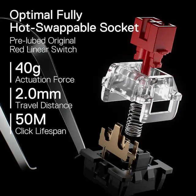 Alt view image 4 of 7 - Redragon K660RGB-PRO (K556 TKL) Wireless Gaming Keyboard, 80% 87 Keys BT/2.4Ghz Tri-Mode Aluminum Mechanical Keyboard w/Mac Function Keys, Hot-Swap Sockets & Noise Absorbing Form, Red Switch