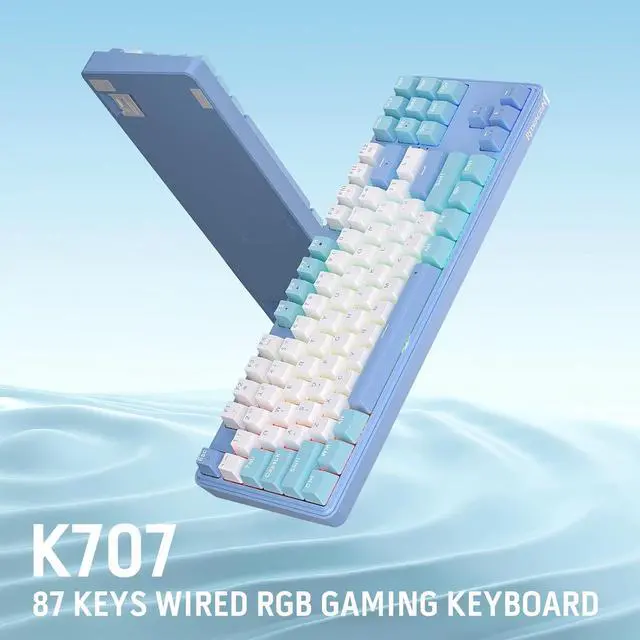 Alt view image 5 of 7 - Redragon K707 80% Wired Gasket RGB Gaming Keyboard, 3-Modes 87 Keys TKL Mechanical Keyboard w/Hot-Swap Socket, Mixed Color Keycaps & 4-Layer Noise Dampening, Custom Linear Switch