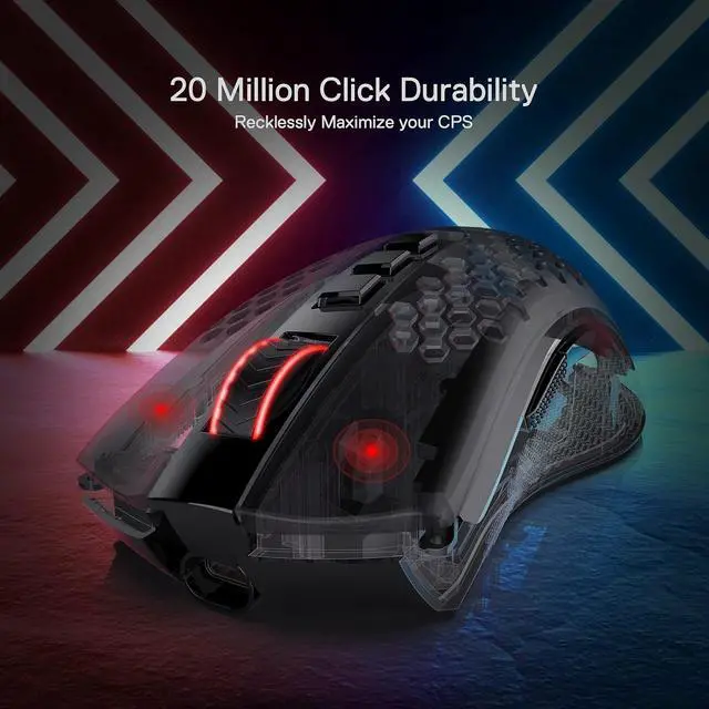 Alt view image 7 of 7 - Redragon M808 Storm Pro Wireless Gaming Mouse, RGB Honeycomb Form - 16,000 DPI Optical Sensor - Programmable Macro Buttons - Precise Registration