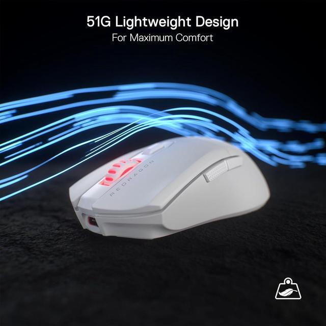 Alt view image 6 of 7 - Redragon M995 Wired Gaming Mouse, 26000 DPI Optical Gamer Mouse with 6 Programmable Buttons & 5 Backlit Modes, 51G Ultra Lightweight, Software Supports DIY Keybinds, White