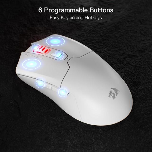 Alt view image 4 of 7 - Redragon M995 Wired Gaming Mouse, 26000 DPI Optical Gamer Mouse with 6 Programmable Buttons & 5 Backlit Modes, 51G Ultra Lightweight, Software Supports DIY Keybinds, White