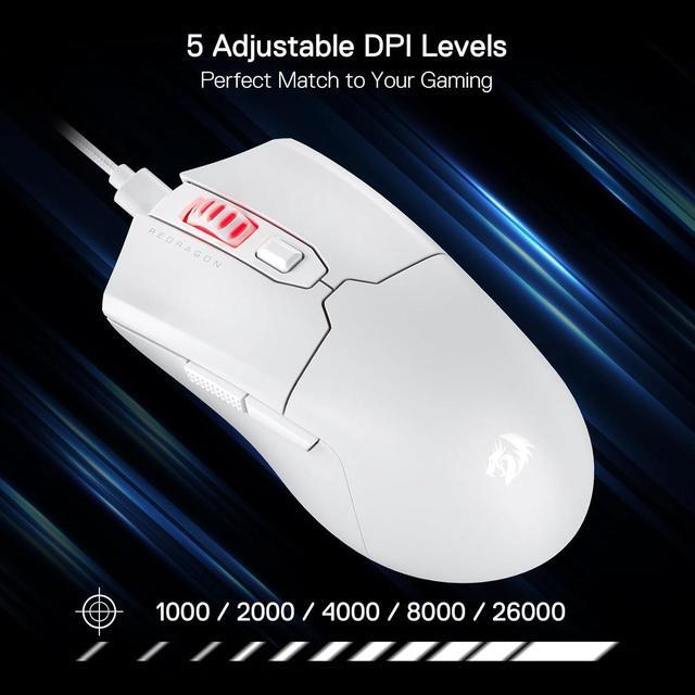Alt view image 2 of 7 - Redragon M995 Wired Gaming Mouse, 26000 DPI Optical Gamer Mouse with 6 Programmable Buttons & 5 Backlit Modes, 51G Ultra Lightweight, Software Supports DIY Keybinds, White