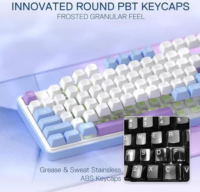 Alt view image 3 of 7 - Redragon K707 PRO 80% Wireless Gasket RGB Gaming Keyboard, 3-Modes 87 Keys TKL Mechanical Keyboard w/Hot-Swap Socket, PBT Round Keycaps & 5-Layer Noise Dampening, Custom Linear Switch