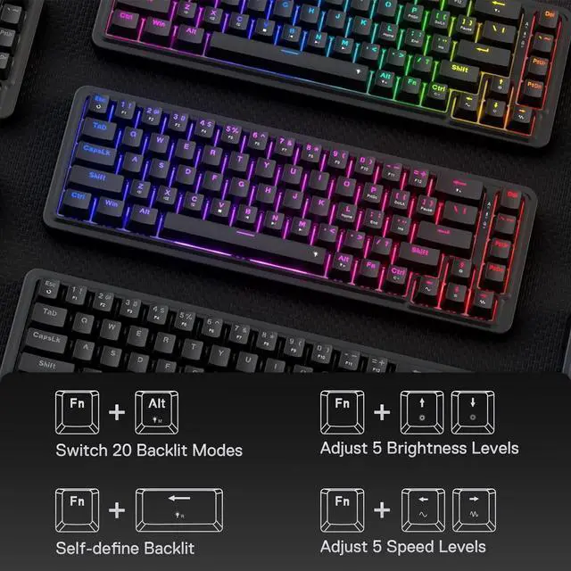 Alt view image 5 of 7 - Redragon K709 65% Wired Gasket RGB Gaming Keyboard, 68 Keys Hot-Swap Compact Mechanical Keyboard w/Free-Mod Socket, 3-Layer Noise Dampening & Dedicated Arrow Keys, Quiet Custom Linear Switch