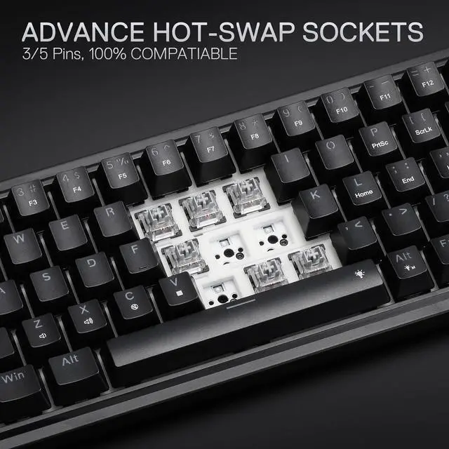 Alt view image 7 of 7 - Redragon K709 65% Wired Gasket RGB Gaming Keyboard, 68 Keys Hot-Swap Compact Mechanical Keyboard w/Free-Mod Socket, 3-Layer Noise Dampening & Dedicated Arrow Keys, Quiet Custom Linear Switch