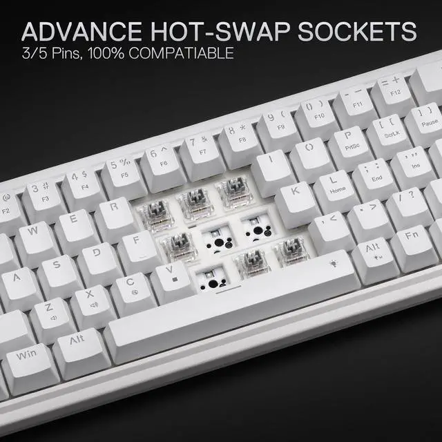 Alt view image 4 of 7 - Redragon K709 65% Wired Gasket RGB Gaming Keyboard, 68 Keys Hot-Swap Compact Mechanical Keyboard w/Free-Mod Socket, 3-Layer Noise Dampening & Dedicated Arrow Keys, Quiet Custom Linear Switch