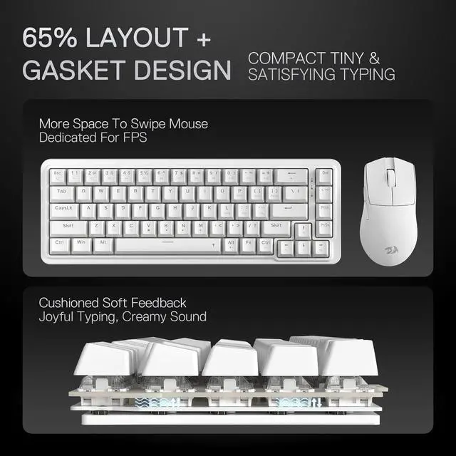 Alt view image 3 of 7 - Redragon K709 65% Wired Gasket RGB Gaming Keyboard, 68 Keys Hot-Swap Compact Mechanical Keyboard w/Free-Mod Socket, 3-Layer Noise Dampening & Dedicated Arrow Keys, Quiet Custom Linear Switch